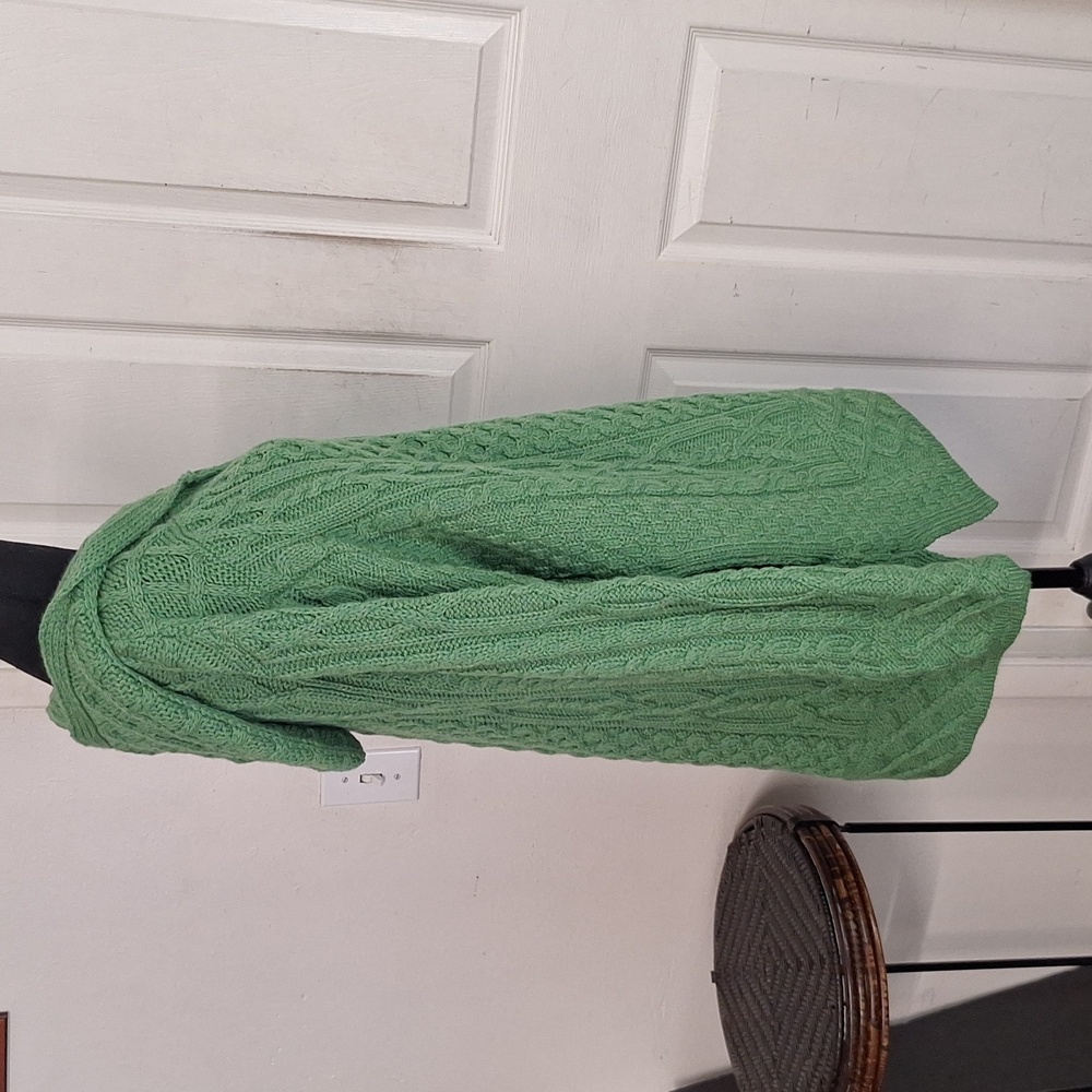 Aran Crafts Zip Cardigan Sweater Womens L Hooded Merino Wool Ireland Cable Knit - Picture 5 of 6